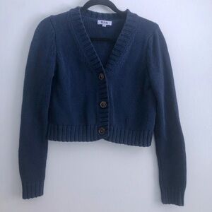 525 Knit Women’s Blue Sweater Cropped Coastal Cottagecore